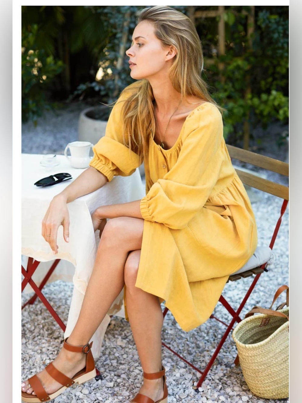 Tuckernuck Emerson Fry Jasmine Button-front Midi Dress, Honey Linen, M